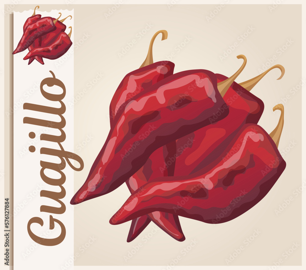 Guajillo chili vector illustration, hot pepper cartoon icon, chile