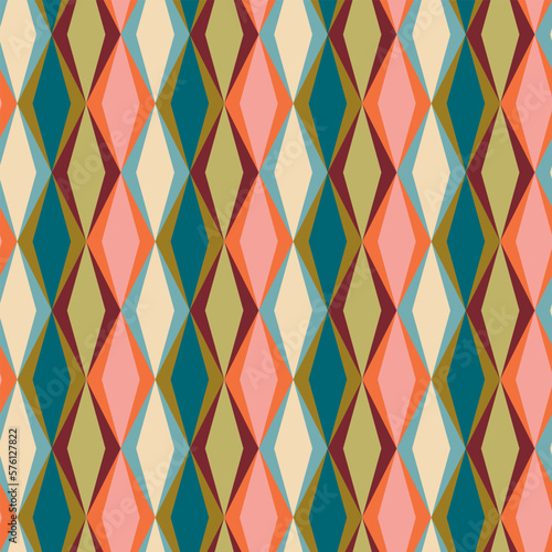 Aesthetic mid century printable seamless pattern with retro design. Decorative 50`s, 60's, 70's style Vintage modern background in minimalist mid century style for fabric, wallpaper or wrapping