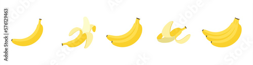 Cartoon bananas. Peel banana, isolated on white background, banana icon vector illustration set 10 eps.