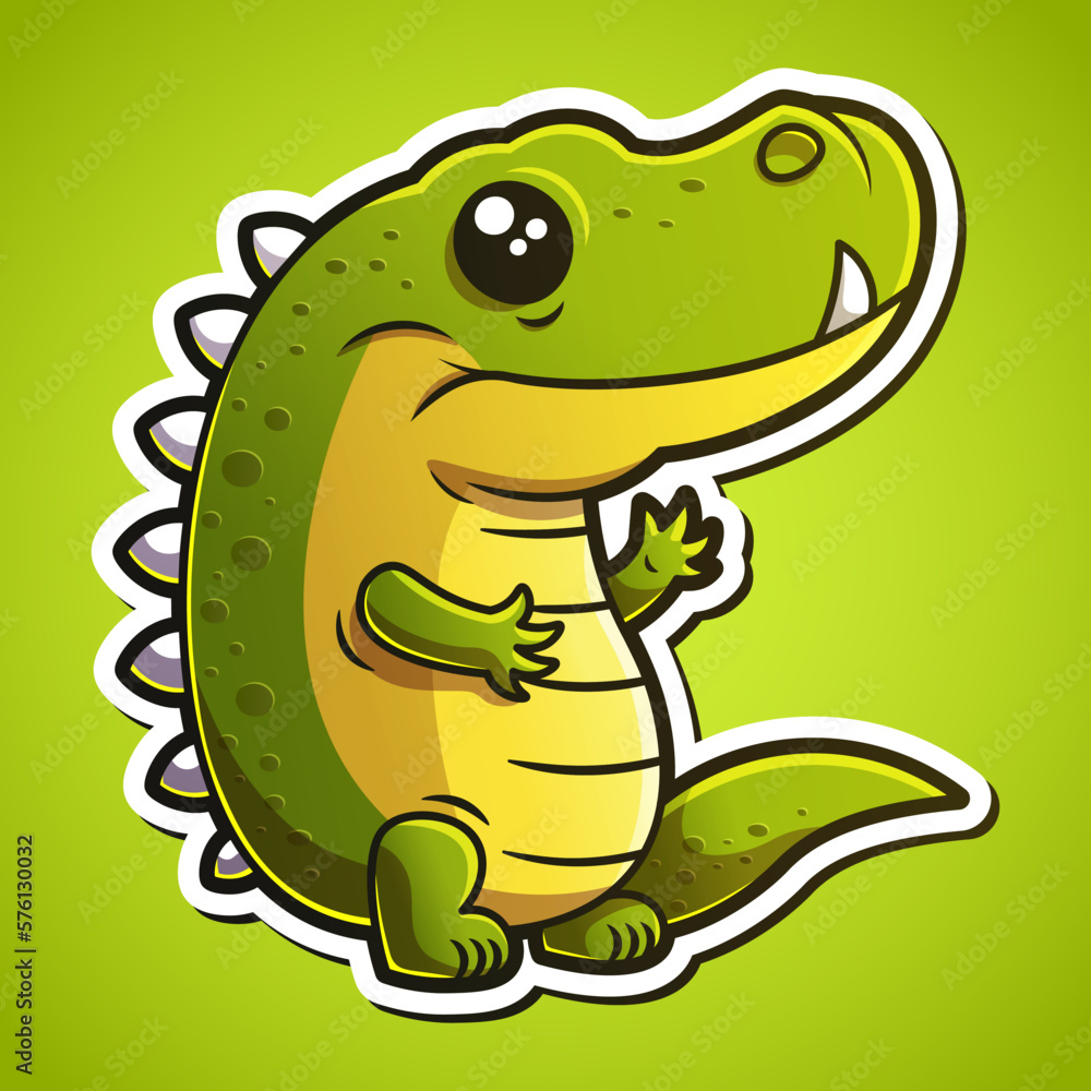Obraz premium Cute crocodile cartoon illustration in sticker design baby wild animal
