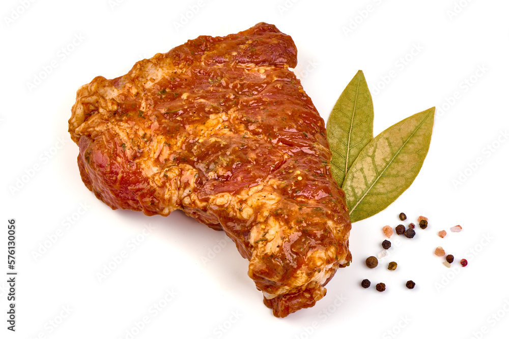 Spicy marinated ribs, BBQ, meat for grill, isolated on white background. Spicy marinated ribs, BBQ, meat for grill, isolated on white background.