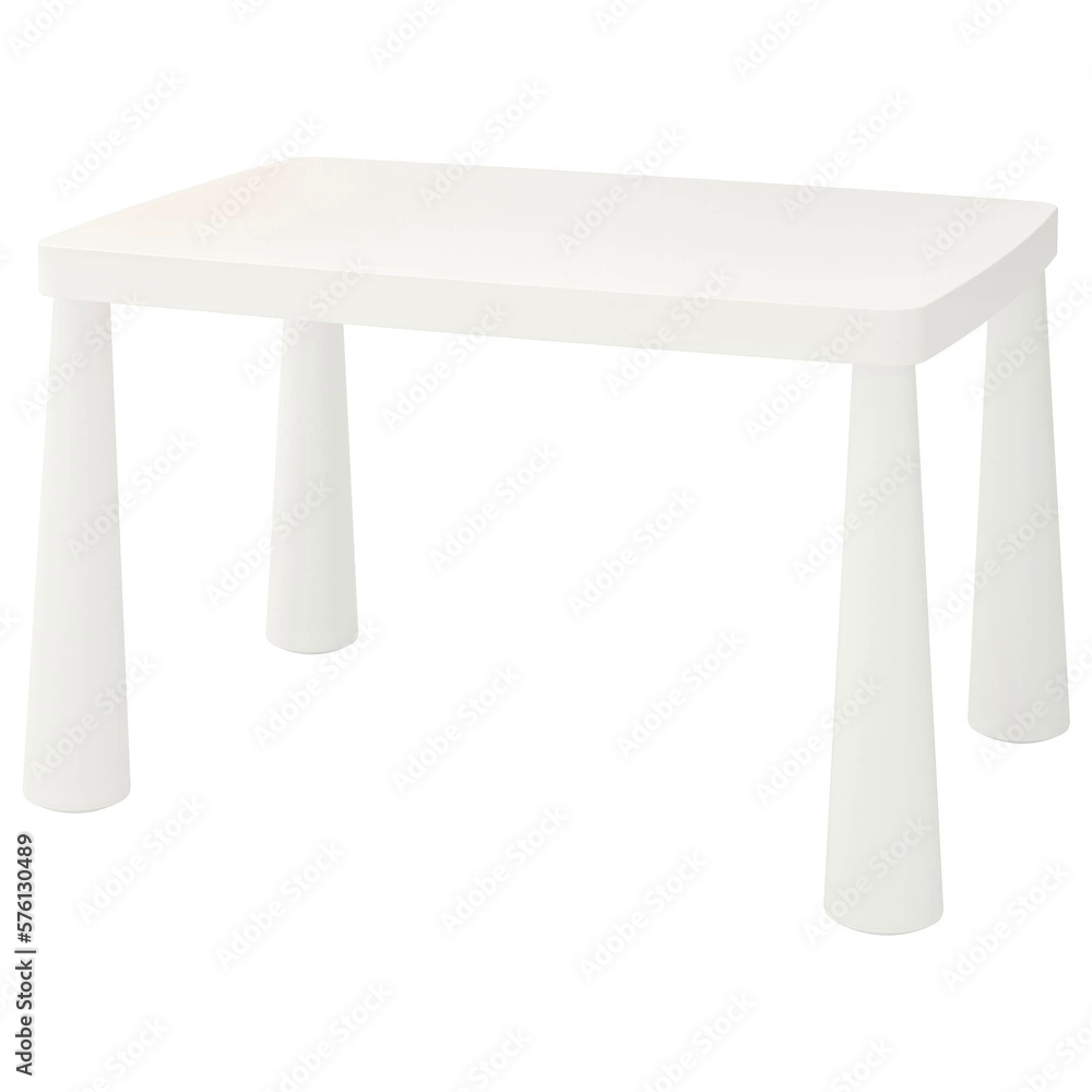Children's table harmless plastic light stable durable white home garden furniture room isolated on background Children's table harmless plastic light stable durable white home garden furniture room isolated on background