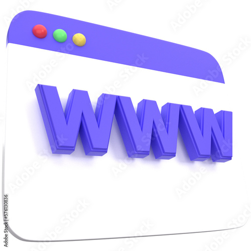 3d website domain icon, for UI, poster, banner, social media post. 3D rendering