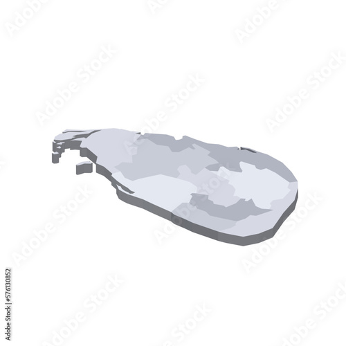 Sri Lanka political map of administrative divisions - provinces. 3D isometric blank vector map in shades of grey.