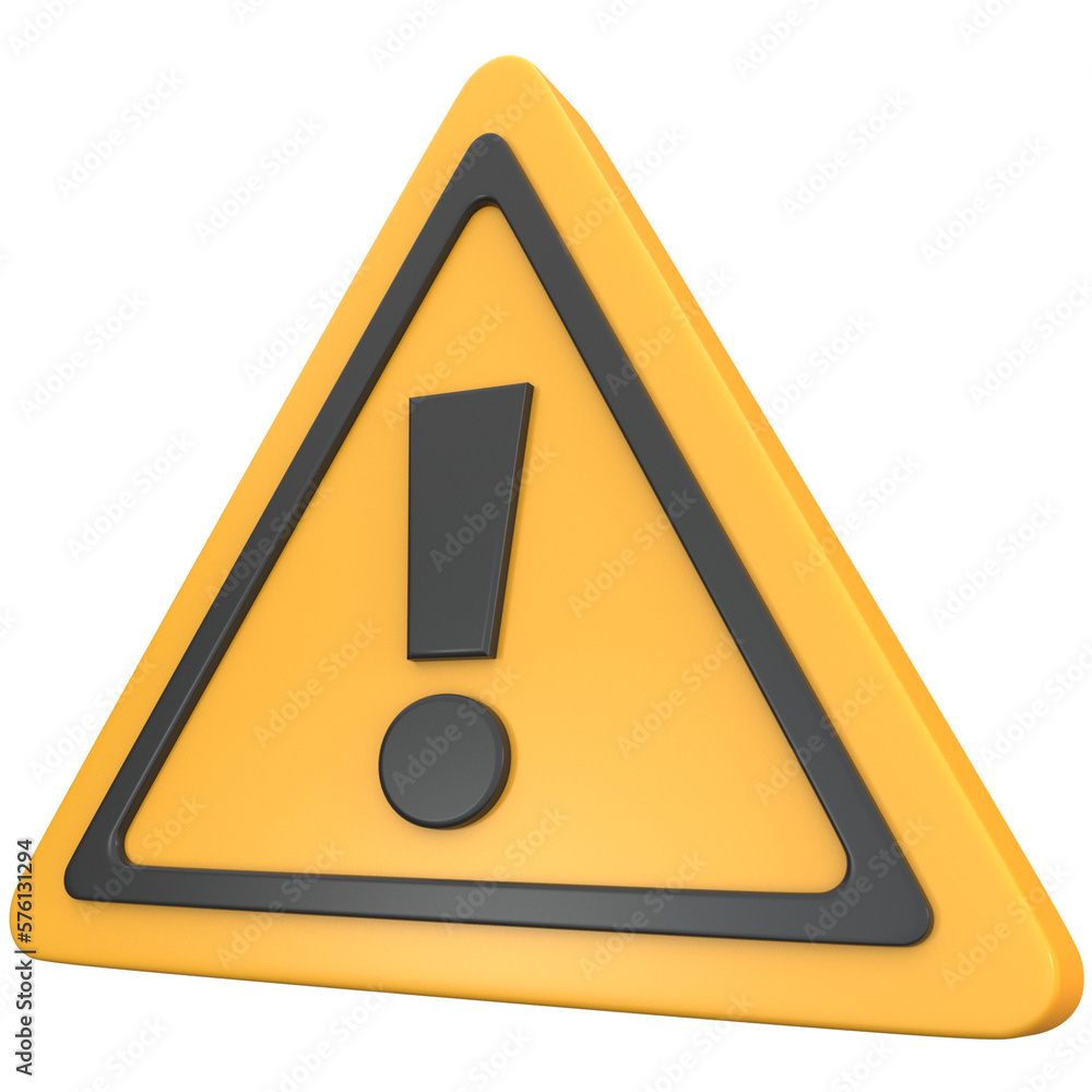 3d warning sign icon, for UI, poster, banner, social media post. 3D rendering 3d warning sign icon, for UI, poster, banner, social media post. 3D rendering