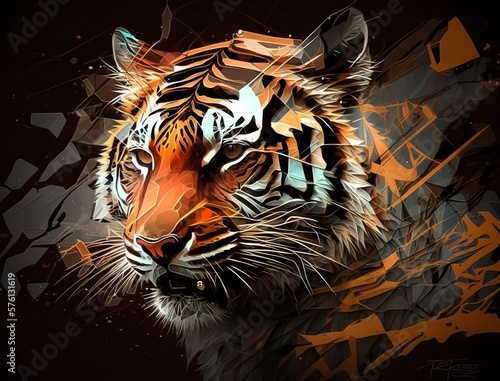 Tiger in colorful cubism style