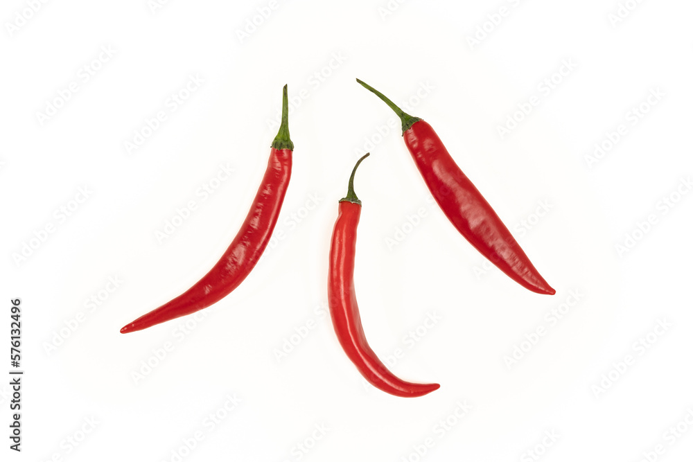 Red chili pepper on a white background.