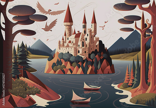 Castle Pictorial Illustrator - Created with Generative AI Technology