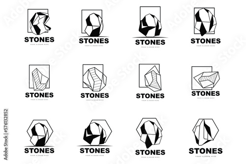Stone Logo, Vector Stone Modern With Geometry Line Style, Design For Aesthetic Decoration, Brand Modern Product, Simple Icon Abstract Aesthetic Geometry Line