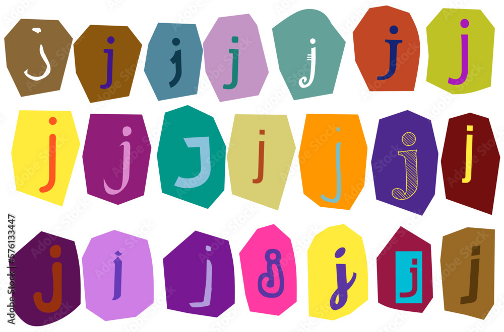 Alphabet j- vector cut newspaper and magazine letters, paper style ransom note letter Alphabet j- vector cut newspaper and magazine letters, paper style ransom note letter