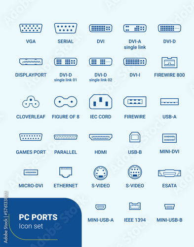 PC Ports - Icon Set - Outline