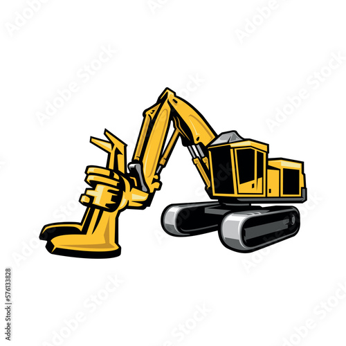 feller buncher  forestry machine illustration vector
