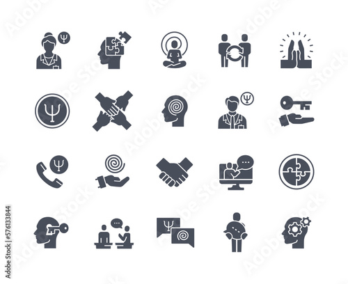 Psychology icons black set