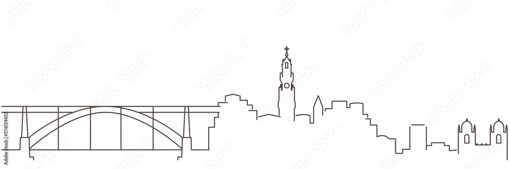 Porto Dark Line Simple Minimalist Skyline With White Background Porto Dark Line Simple Minimalist Skyline With White Background
