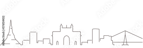 Mumbai Dark Line Simple Minimalist Skyline With White Background