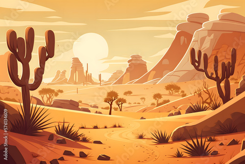 Cartoon desert background  sand. Made with Generative AI