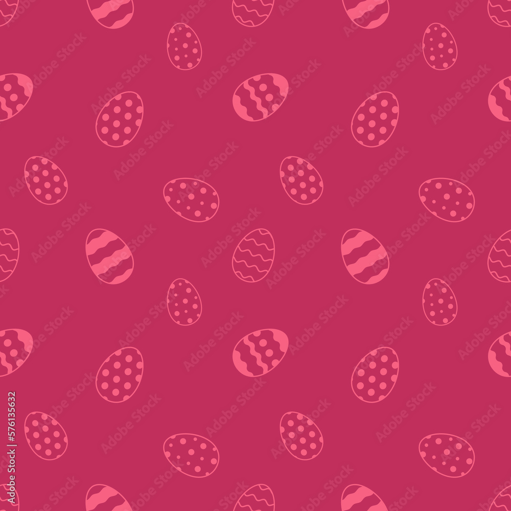 Easter Eggs with seamless ornament pattern, Vector.