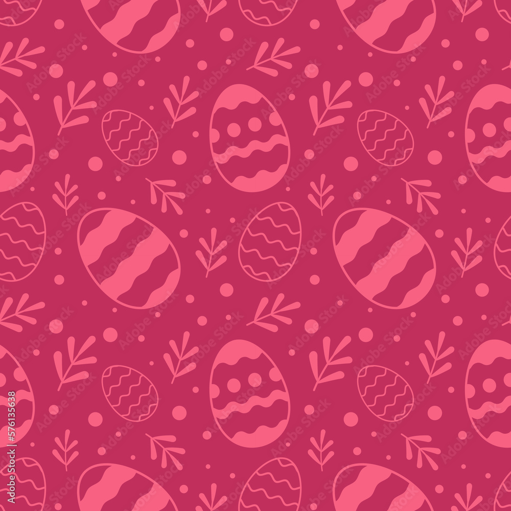 Easter Eggs with seamless ornament pattern, Vector.