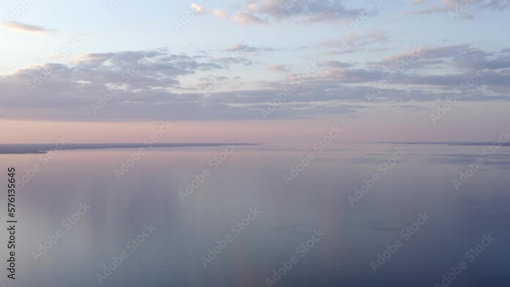 Aerial drone wide shot on big lake Aerial drone wide shot on big lake