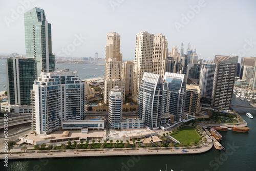 View on Dubai Marina skyscrapers and the most luxury superyacht marina,Dubai © Aleksei Zakharov