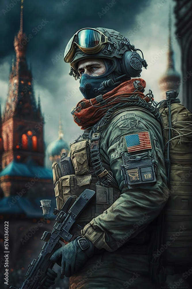 Portrait of american soldier in military uniform Portrait of american soldier in military uniform