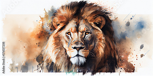 portrait of a lion in a watercolor style,Generative Ai