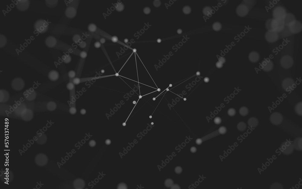 Fototapeta premium Abstract background. Molecules technology with polygonal shapes, connecting dots and lines. Connection structure. Big data visualization.