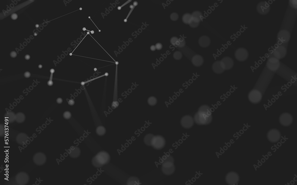 Fototapeta premium Abstract background. Molecules technology with polygonal shapes, connecting dots and lines. Connection structure. Big data visualization.