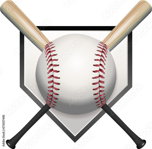 Baseball, Bat, Homeplate Illustration