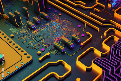  a 3d pattern of technology circuit board and chipset