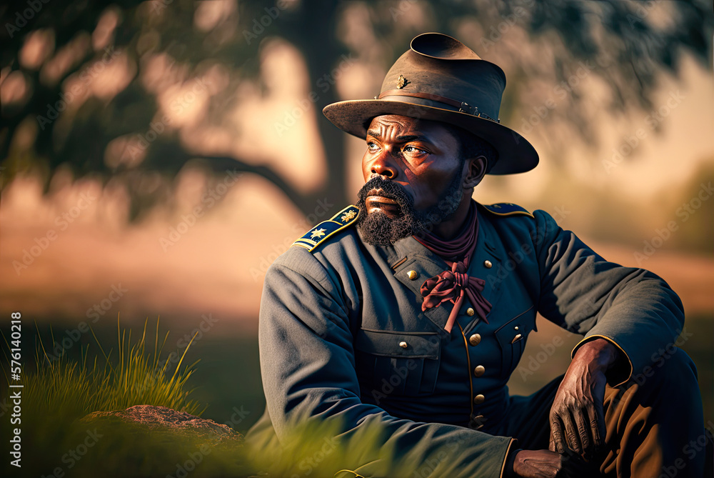 African American Union Civil War soldier. Generative AI African American Union Civil War soldier. Generative AI