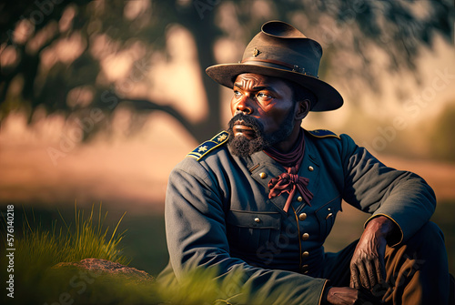 Fotografia, Obraz African American Union Civil War soldier. Generative AI