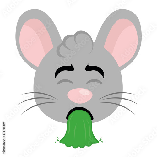 vector illustration face of a cartoon mouse vomiting