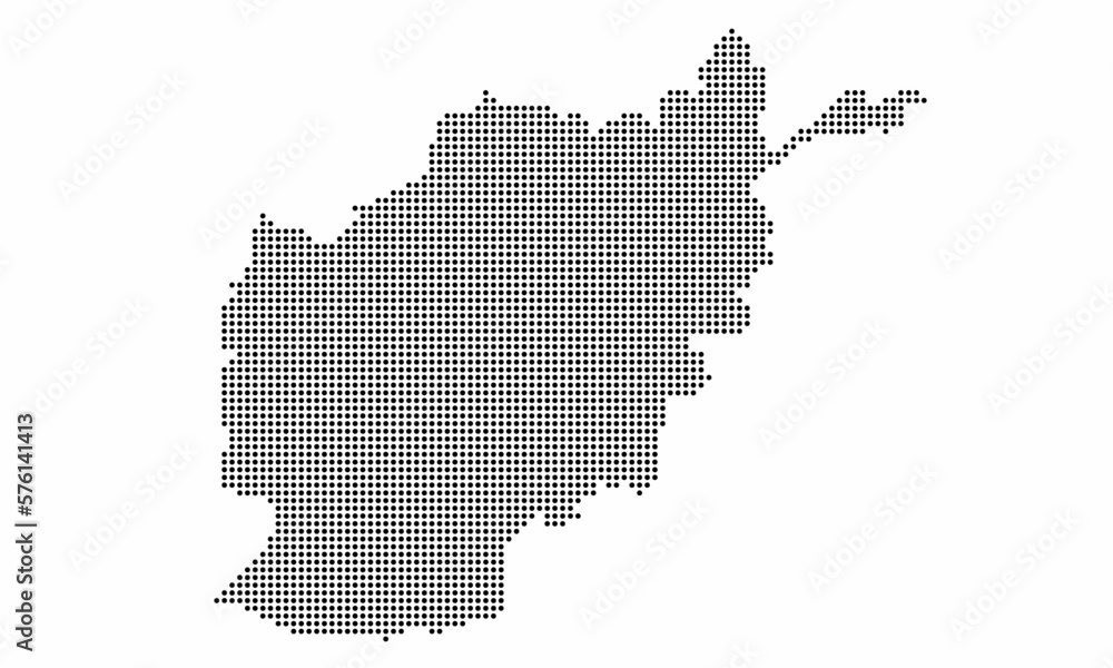 Afghanistan dotted map with grunge texture in dot style. Abstract vector illustration of a country map with halftone effect for infographic. 