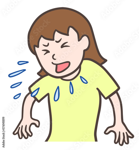 くしゃみして飛沫を飛ばす若い女性