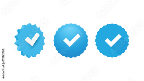 Social networks blue check for profile and account verification. Vector illustration.	
