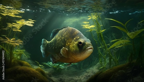 A piranha in the amazon rain forest - digital art