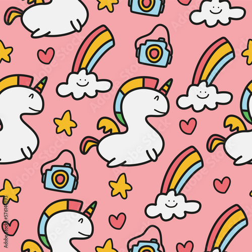 Unicorn doodle cartoon illustration pattern design