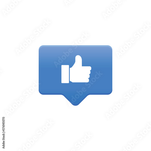 Like icon design for approval and appreciation of posting to social media. Like sign. Chat bubble icon design. Vector illustration.