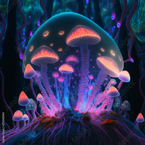 Psychedelic Trippy Neon Mushrooms 013 © Jesse