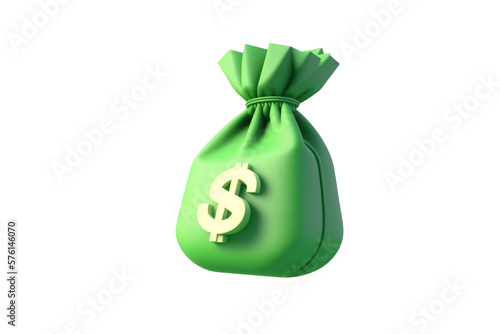 bag with dollar, transparent background