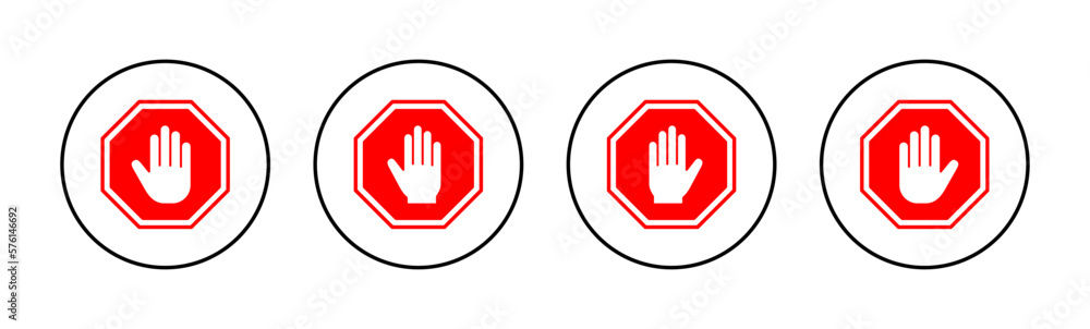 Stop icon vector for web and mobile app. stop road sign. hand stop sign and symbol. Do not enter stop red sign with hand Stop icon vector for web and mobile app. stop road sign. hand stop sign and symbol. Do not enter stop red sign with hand