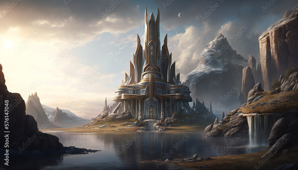 Asgard world of the gods - home of the Aesir - landscape - German Mythologies - Generative AI