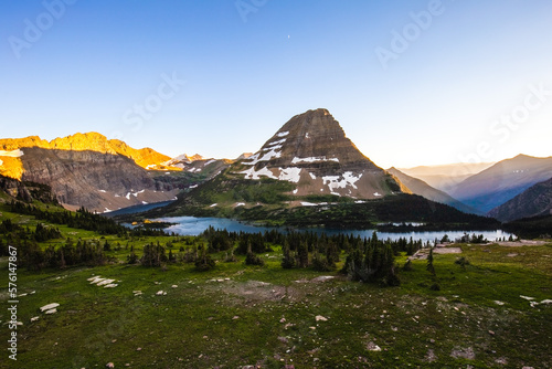 Panoramic View of Hidden Lake and Bearhat Mountain in Glacier National Park photo