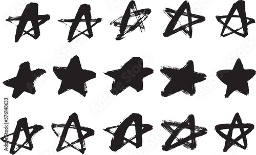 筆手書きデザイン　星　マーク　アイコン　和風