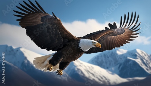 majestic bald eagle soaring through a clear blue sky