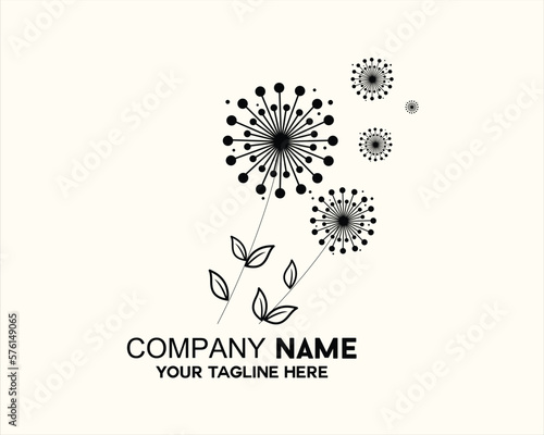 beautiful simple dandelion flower logo