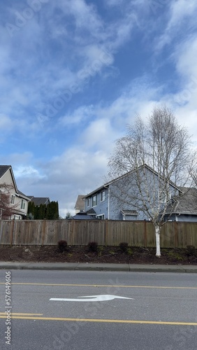 Landscape Street Houses Road and Sky