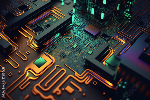  a 3d pattern of technology circuit board and chipset