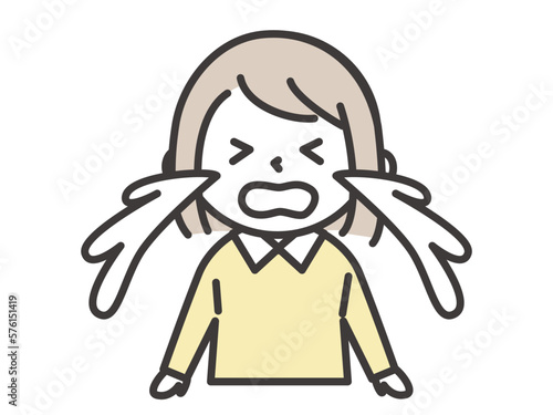 大量の涙を流して泣き叫ぶ女の子